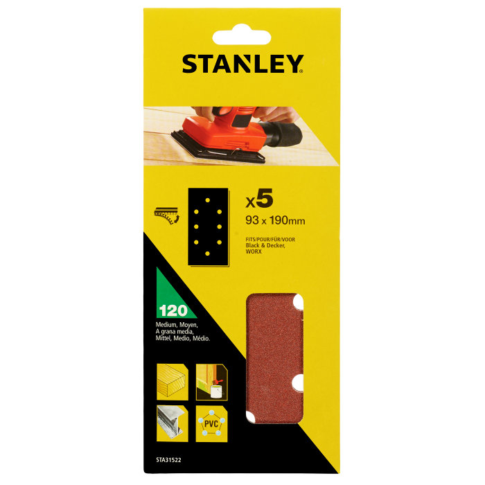 Slippapper med hål K120 5-pack Stanley